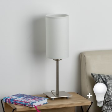 Eglo - LED-Tischleuchte TUNJA 1xE27/60W/230V 26,5 cm matt Chrom/weiß