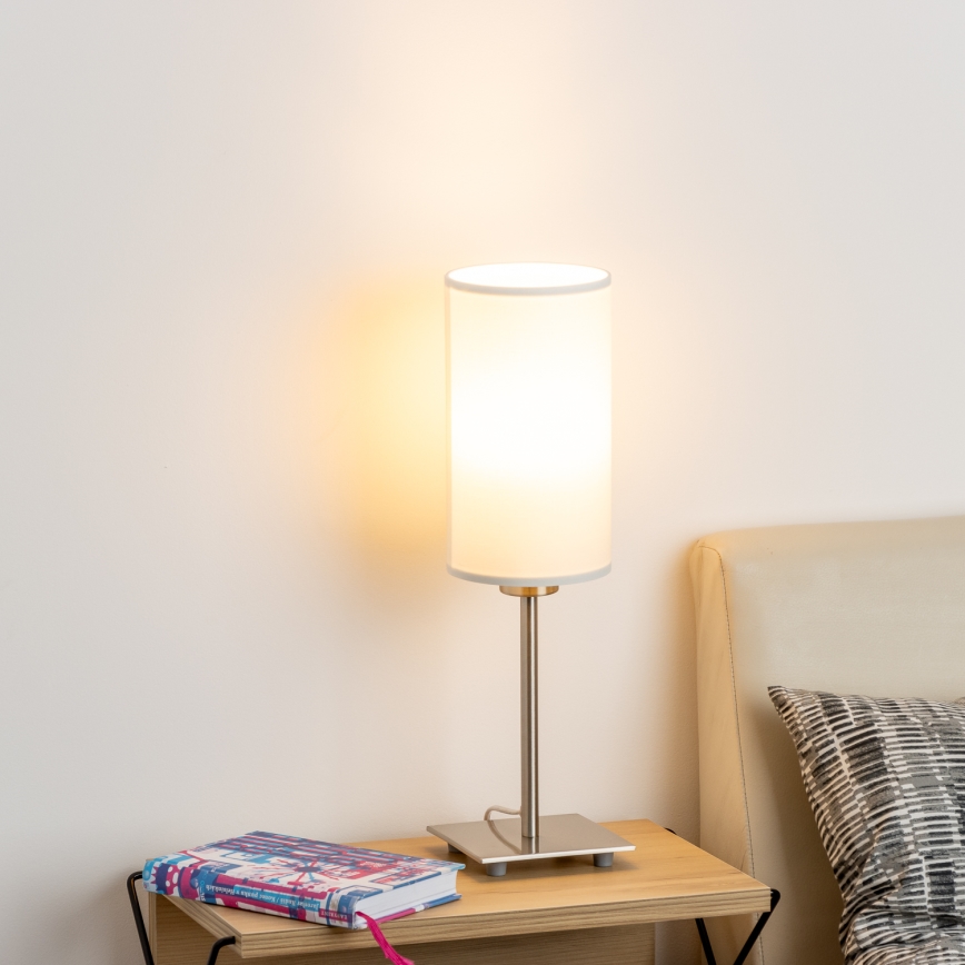 Eglo - LED-Tischleuchte TUNJA 1xE27/60W/230V 26,5 cm matt Chrom/weiß