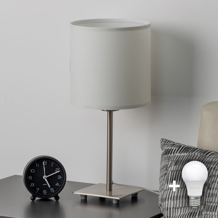 Eglo - LED-Tischleuchte TUNJA 1xE27/60W/230V 26,5 cm matt Chrom/weiß