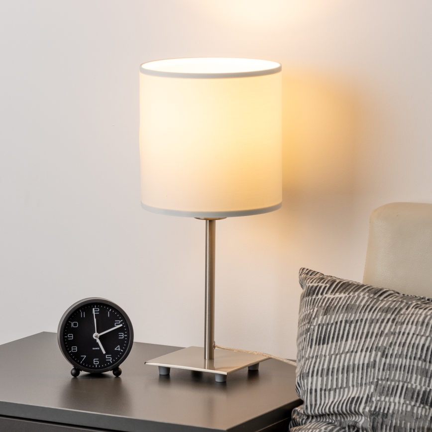 Eglo - LED-Tischleuchte TUNJA 1xE27/60W/230V 26,5 cm matt Chrom/weiß