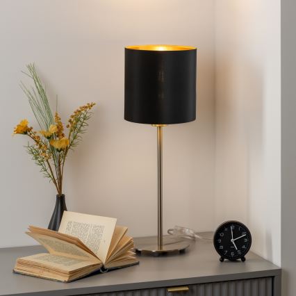 Eglo - LED-Tischleuchte TUNJA 1xE27/60W/230V 38,5 cm matt Chrom/schwarz
