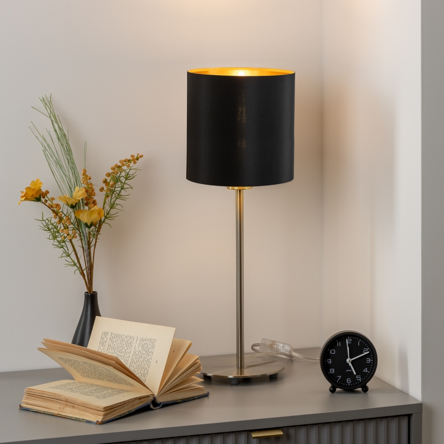 Eglo - LED-Tischleuchte TUNJA 1xE27/60W/230V 38,5 cm matt Chrom/schwarz