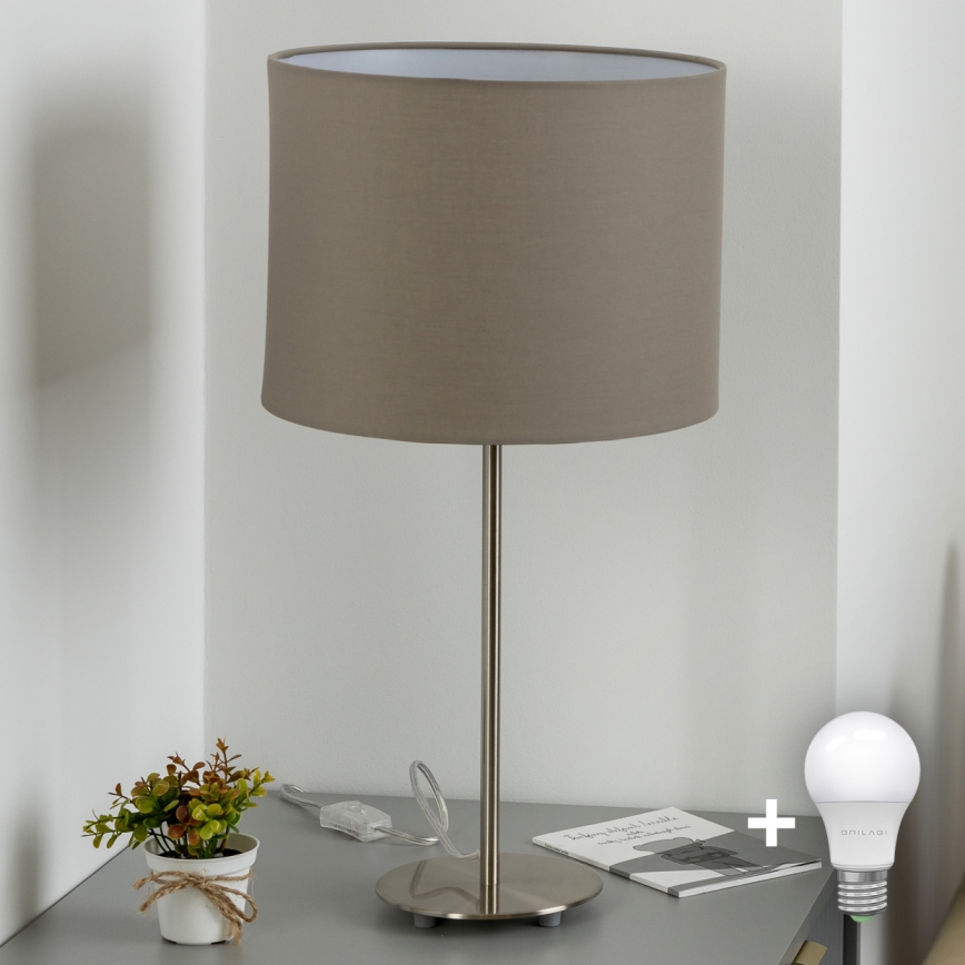 Eglo - LED-Tischleuchte TUNJA 1xE27/60W/230V 38,5 cm matt Chrom/taupe