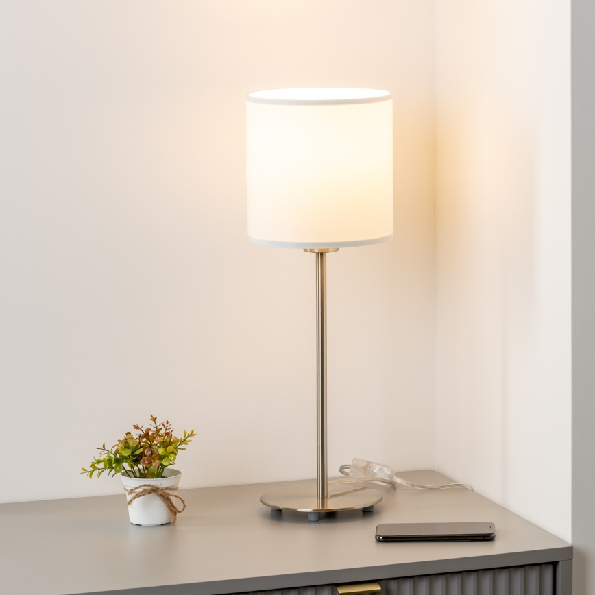 Eglo - LED-Tischleuchte TUNJA 1xE27/60W/230V 38,5 cm matt Chrom/weiß