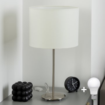 Eglo - LED-Tischleuchte TUNJA 1xE27/60W/230V 38,5 cm matt Chrom/weiß