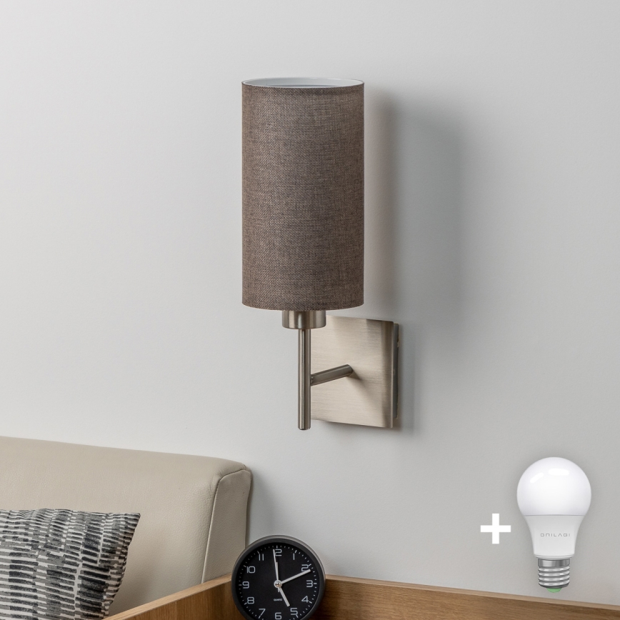 Eglo - LED-Wandleuchte TUNJA 1xE27/60W/230V matt Chrom/braun