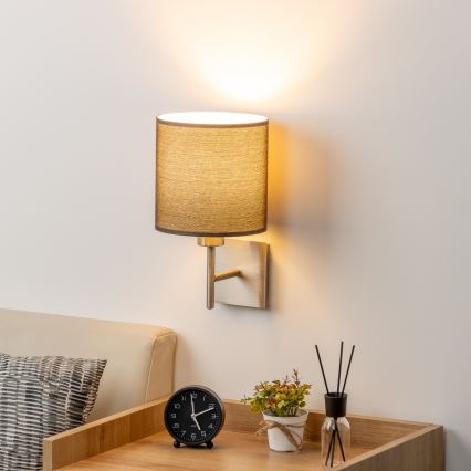 Eglo - LED-Wandleuchte TUNJA 1xE27/60W/230V matt Chrom/braun