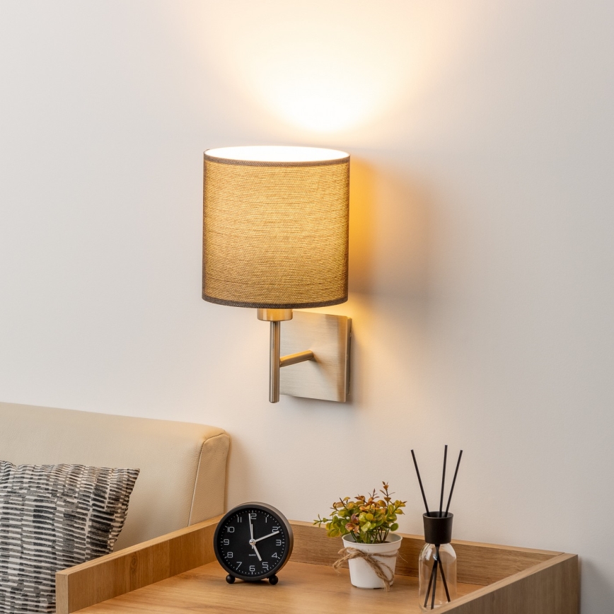 Eglo - LED-Wandleuchte TUNJA 1xE27/60W/230V matt Chrom/braun