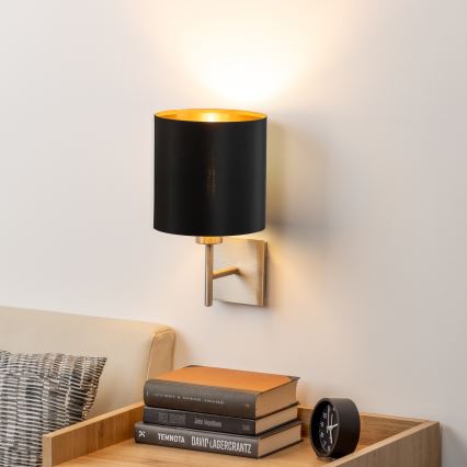 Eglo - LED-Wandleuchte TUNJA 1xE27/60W/230V matt Chrom/schwarz