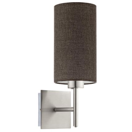Eglo - LED Wandleuchte TUNJA 1xE27/60W/230V mattchrom/braun
