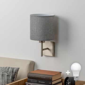 Eglo - LED Wandleuchte TUNJA 1xE27/60W/230V mattchrom/grau