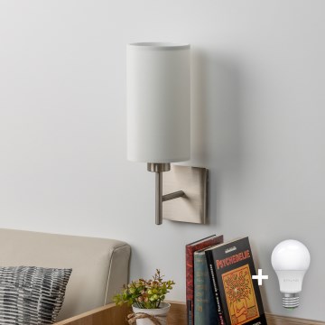 Eglo - LED Wandleuchte TUNJA 1xE27/60W/230V mattchrom/weiß