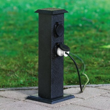 EGLO - Outdoor-Gartensäule mit Steckdosen SCHUKO IP44