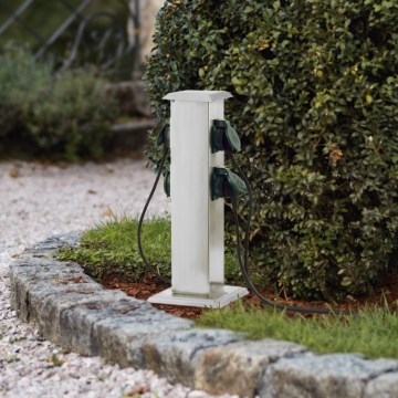 EGLO - Outdoor-Steckdosensäule grün SCHUKO IP44