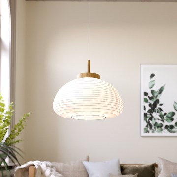 Eglo - Pendelleuchte an Kabel 1xE27/40W/230V Ø 55 cm weiß/beige