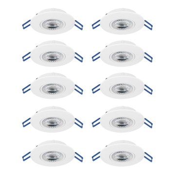 Eglo - Set 10x LED-Einbaustrahler, 4,9 W, 230 V, 2700/4000/6500 K, Ø 9 cm, weiß
