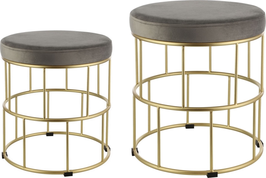 Eglo - SET 2x Sitzhocker grau/golden