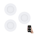 Eglo - SET 3x dimmbare LED-Einbauleuchte FUEVA-Z, LED/2,8W/230V, IP44, Ø 8,5 cm