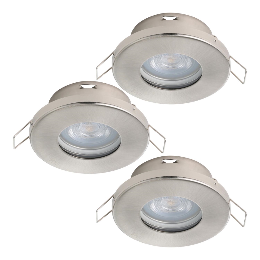 Eglo - SET 3x LED-Badezimmer-Einbauleuchte 1xGU10/4W/230V IP44 matt Chrom