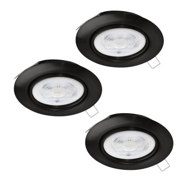 Eglo - SET 3x LED-Badezimmer-Einbauleuchte 1xGU10/4W/230V IP44 schwarz