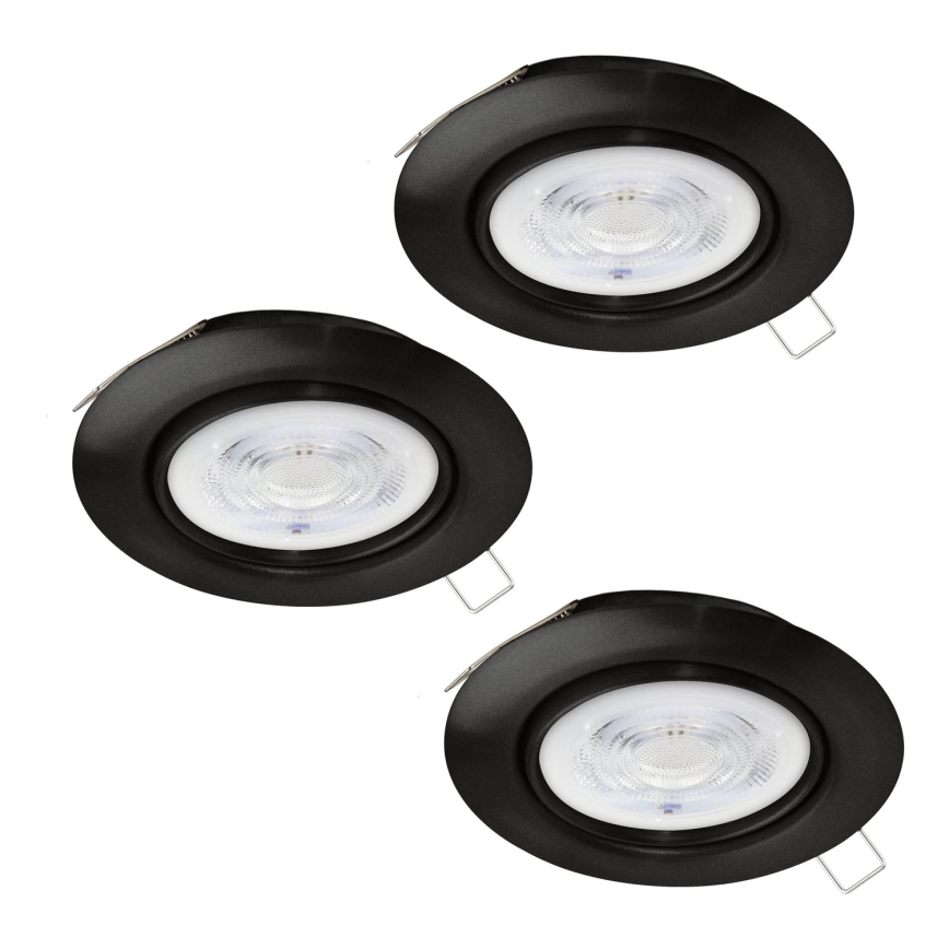 Eglo - SET 3x LED-Badezimmer-Einbauleuchte 1xGU10/4W/230V IP44 schwarz