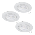 Eglo - SET 3x LED-Badezimmer-Einbauleuchte 1xGU10/4W/230V IP44 weiß