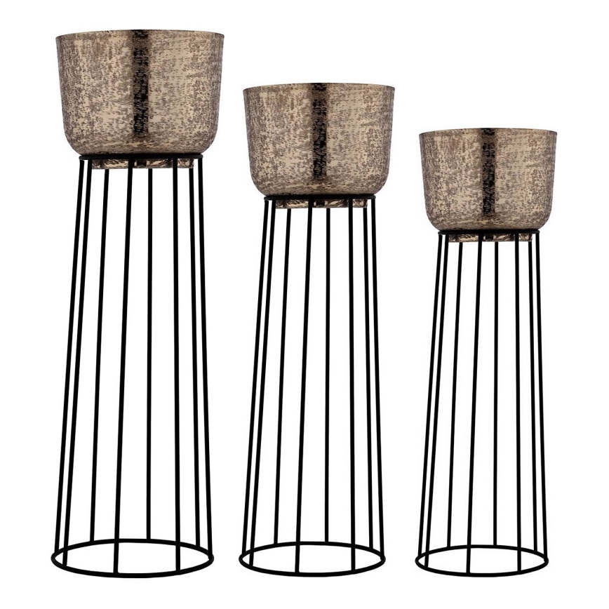 Eglo - SET 3x Metall-Blumentopf schwarz/golden