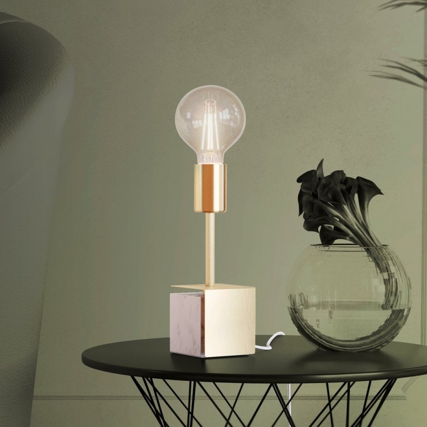 Eglo - Tischleuchte 1xE27/40W/230V golden/weiß Marmor