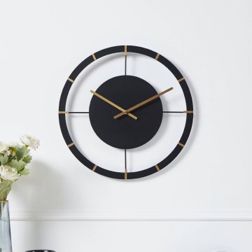 Eglo - Wanduhr 1xAA d 40 cm schwarz/golden