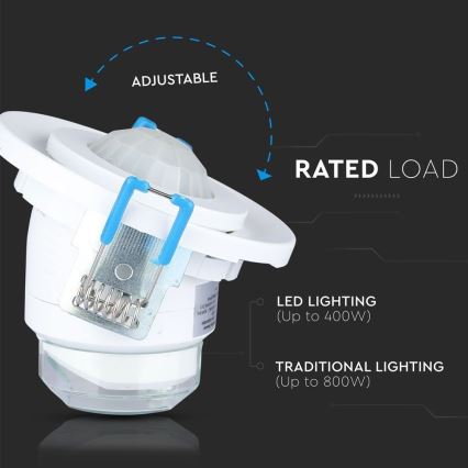 Einbau-Bewegungsmelder PIR 360° 400W/230V weiß