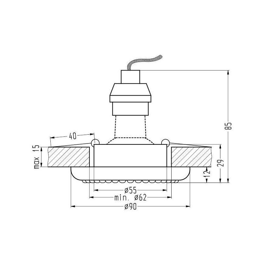 Einbaubeleuchtung SOC 1xGU10/50W/230V schwarz