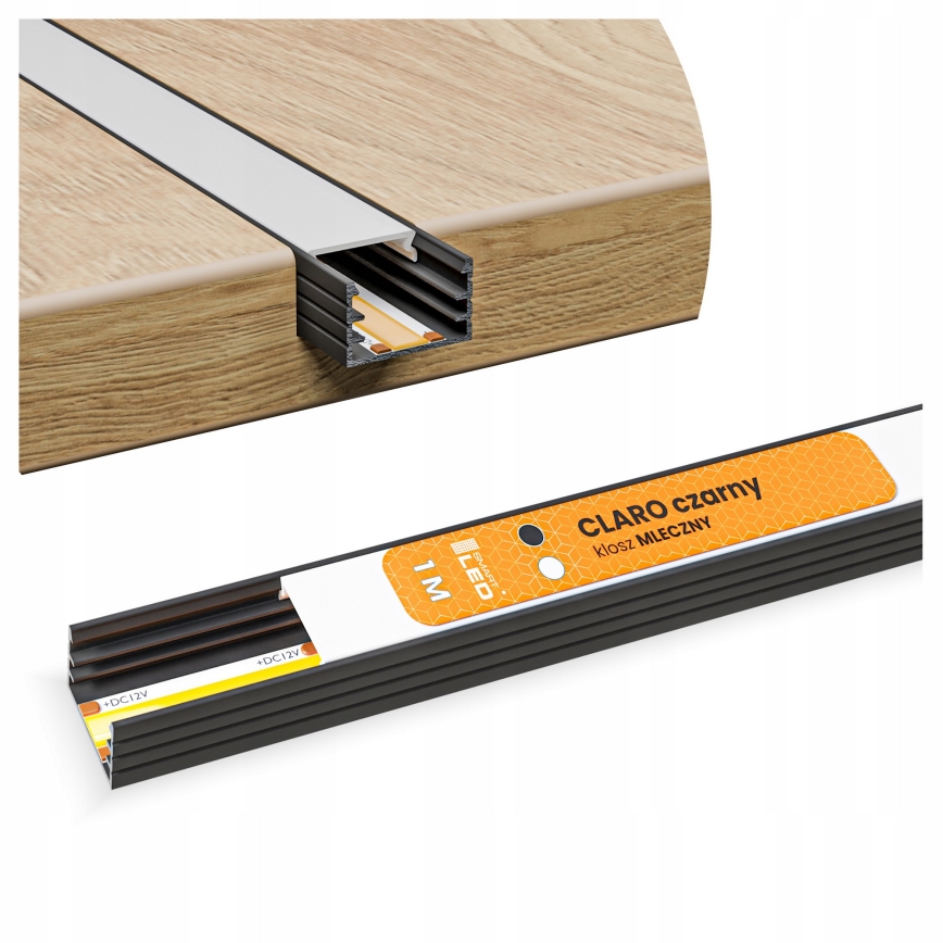 Einbauprofil für LED-Streifen, 1 m, schwarz/weiß