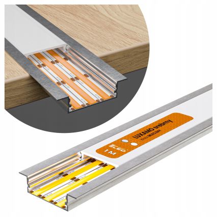 Einbauprofil für LED-Streifen, 1 m, Silber/Weiß