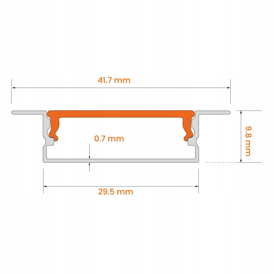 Einbauprofil für LED-Streifen, 1 m, Silber/Weiß
