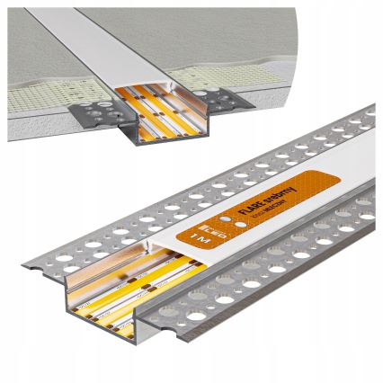 Einbauprofil für LED-Streifen, 1 m, silber/weiß