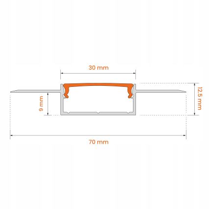 Einbauprofil für LED-Streifen, 1 m, silber/weiß