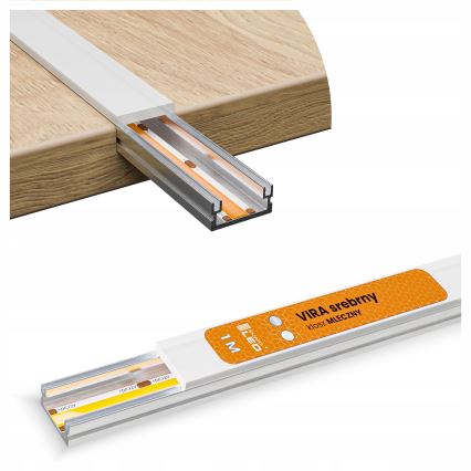Einbauprofil für LED-Streifen, 1 m, silber/weiß