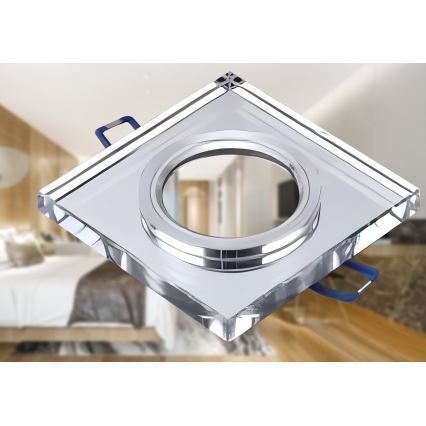 Einbaustrahler für abgehängte Decken 1xGU10/MR16/10W/230V 9x9 cm chromglänzend