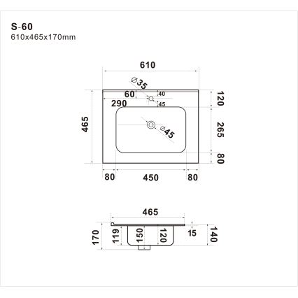 Einbauwaschbecken LILLESNAD 61x46cm Keramik/schwarz