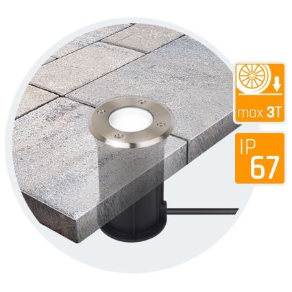 Einfahrtsbeleuchtung für den Außenbereich LUKKA 1xGU10/4W/230V IP67 Chrom matt