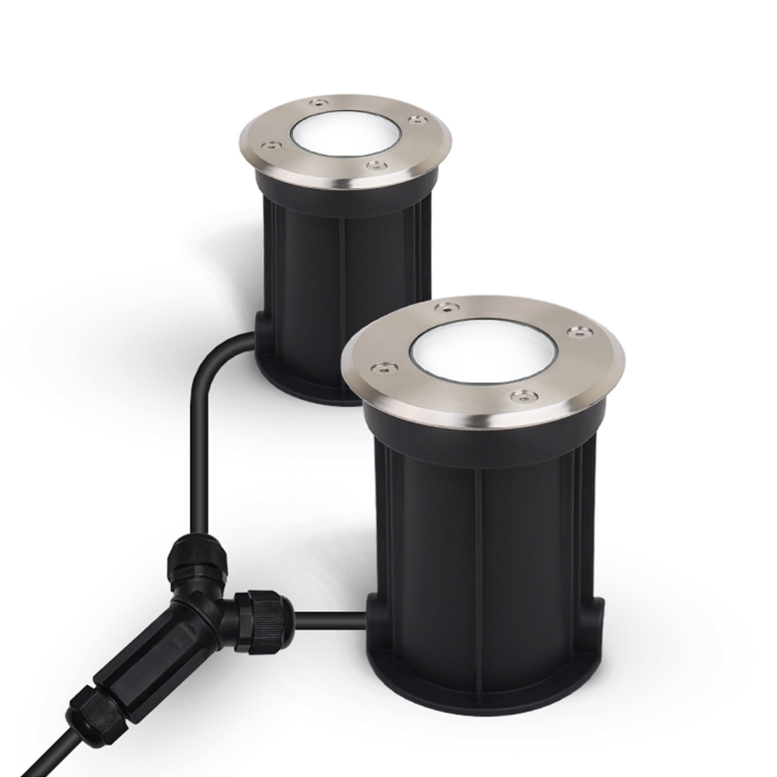 Einfahrtsbeleuchtung für den Außenbereich LUKKA 1xGU10/4W/230V IP67 Chrom matt