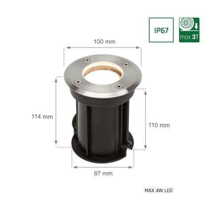 Einfahrtsbeleuchtung für den Außenbereich LUKKA 1xGU10/4W/230V IP67 Chrom matt