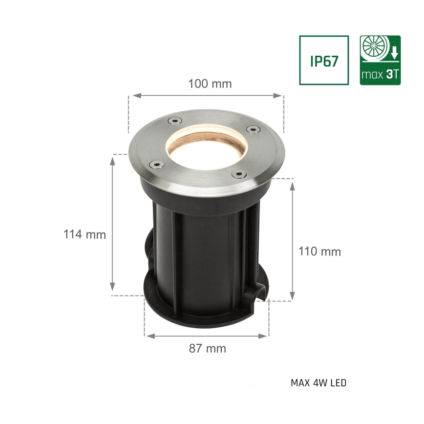 Einfahrtsbeleuchtung für den Außenbereich LUKKA 1xGU10/4W/230V IP67 Chrom matt