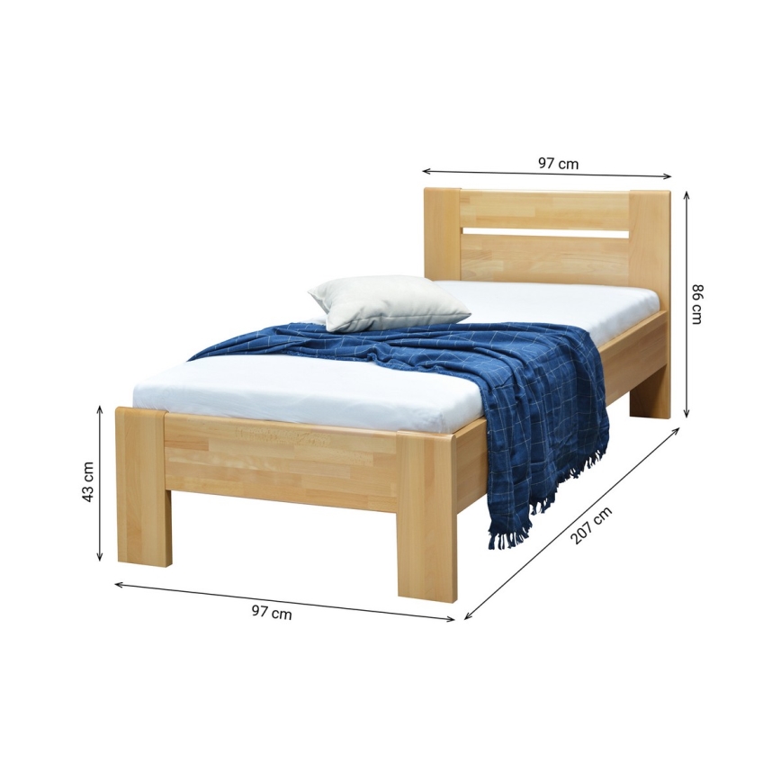 Einzelbett aus Massivholz AMBER 90x200 cm Buche