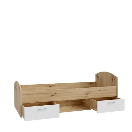 Einzelbett mit Stauraum URO 90x200 cm Artisan-Eiche/Weiß