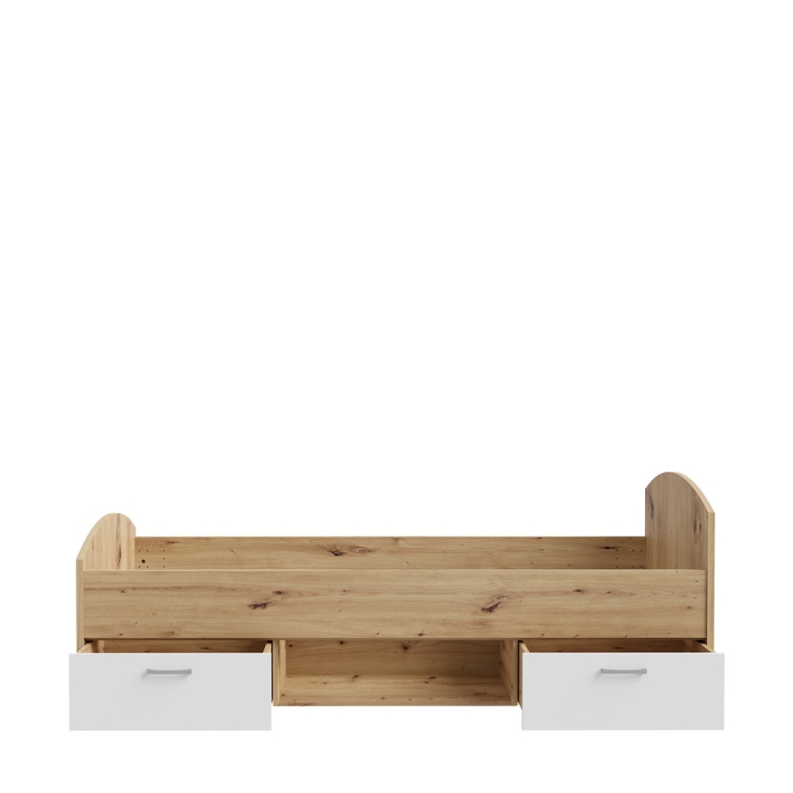 Einzelbett mit Stauraum URO 90x200 cm Artisan-Eiche/Weiß