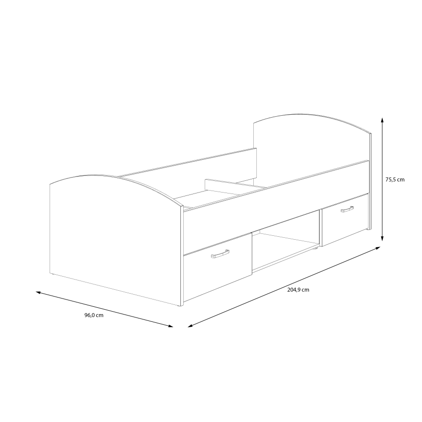 Einzelbett mit Stauraum URO 90x200 cm Artisan-Eiche/Weiß