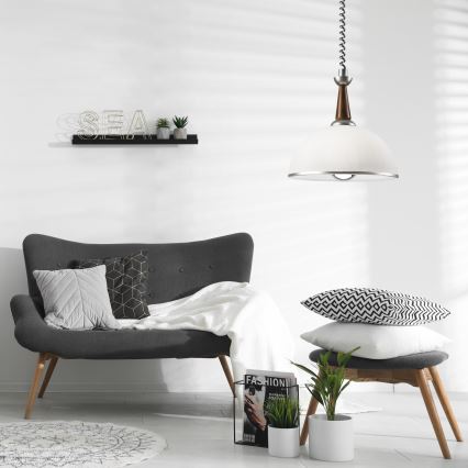 Einziehbarer Kronleuchter CHIARA 1xE27/60W/230V silber/dunkelbraun/Buche