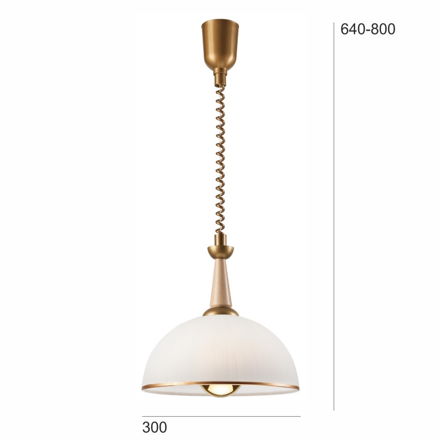 Einziehbarer Kronleuchter CHIARA 1xE27/60W/230V beige/Buche