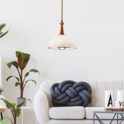 Einziehbarer Kronleuchter CHIARA 1xE27/60W/230V dunkelbraun/Buche